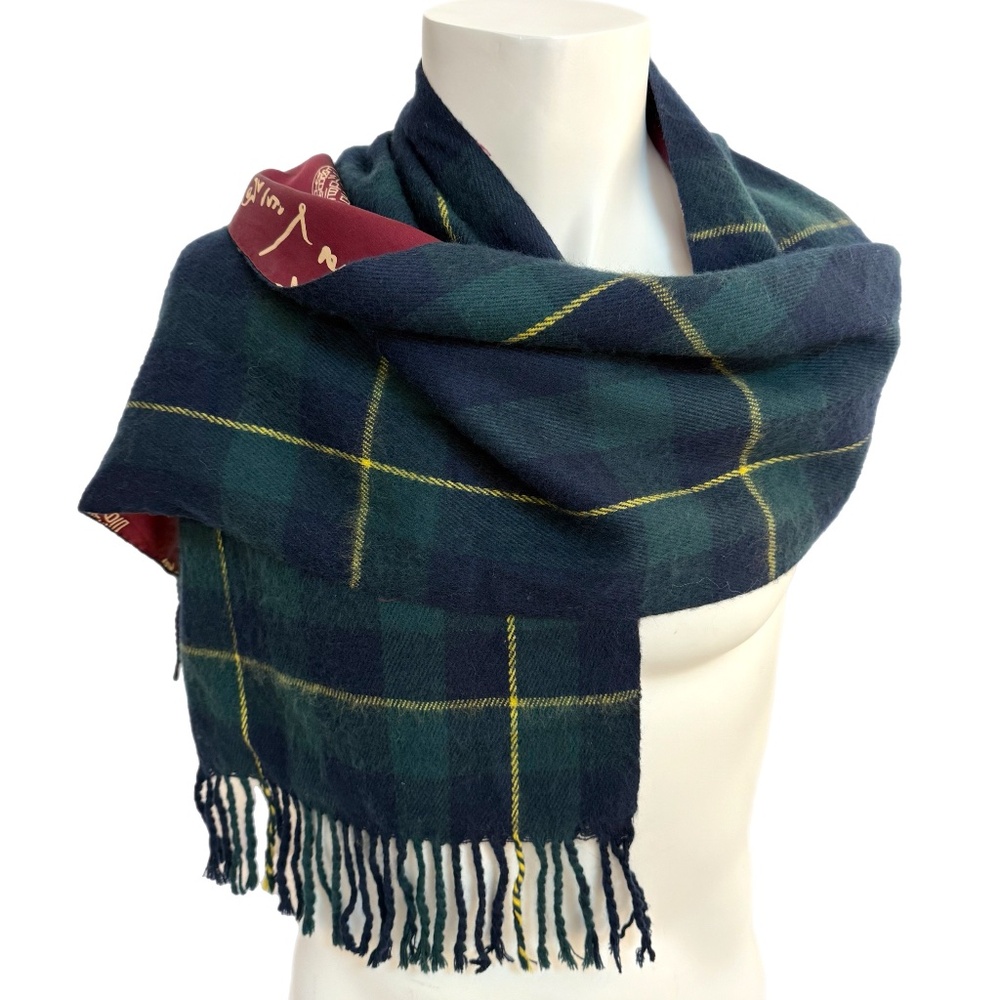 Black Watch Tartan Wool & Printed Satin Reversible Scarf